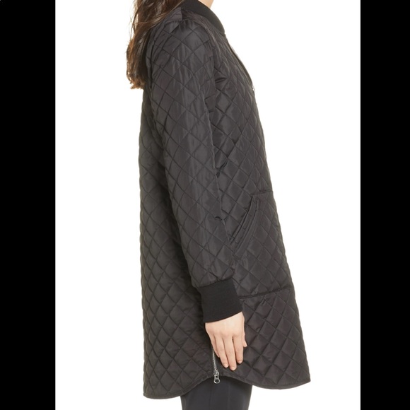 Zella Longline Quilted Bomber Jacket Xs 